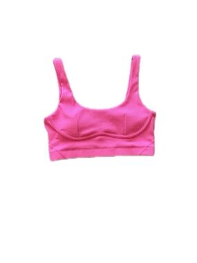 Cream Yoga - Pink Ribbed Yoga Sports Bra M